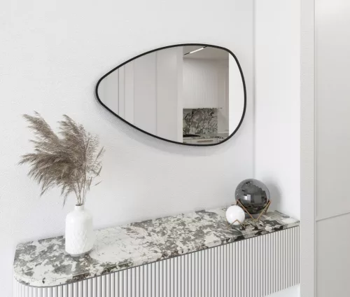 Tükör, Sapho STEN NA380 keretes tükör, 80x51cm, matt fekete