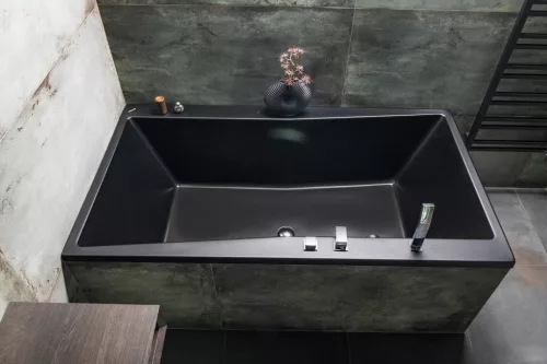 Kád, Sapho POLYSAN QUEST 78511.21 egyenes kád, 180x100x49cm, matt fekete