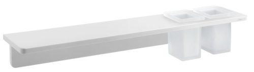 Polc, Sapho ABELINE AE602-0101-01 rockstone polc, 2 pohárral, 600x12x100mm, matt fehér