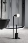 WC-kefe tartó, Aqualine SAMBA SB236 WC-kefetartó állvány WC-papírtartóval, fekete