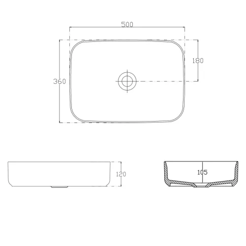Mosdó, Sapho INFINITY RECTANGLE 10NF65050-2L kerámiamosdó, 50x36cm, matt fehér