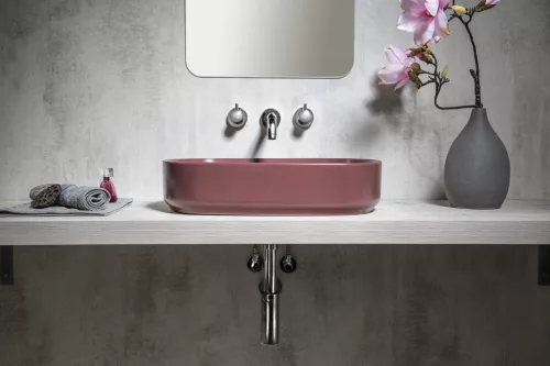 Mosdó, Sapho INFINITY OVAL 10NF65055-2R kerámiamosdó, 55x36cm, gesztenye vörös