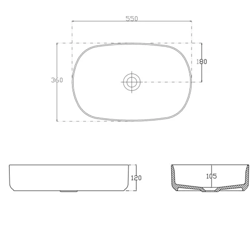 Mosdó, Sapho INFINITY OVAL 10NF65055-2R kerámiamosdó, 55x36cm, gesztenye vörös