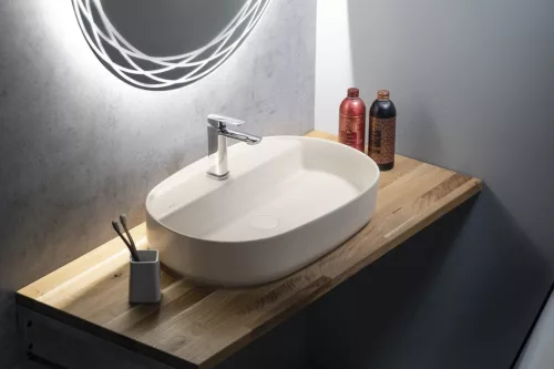 Mosdó, Sapho INFINITY OVAL 10NF65060-2K kerámiamosdó, 60x40cm, elefántcsont