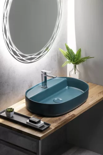 Mosdó, Sapho INFINITY OVAL 10NF65060-2P kerámiamosdó, 60x40cm, benzin zöld