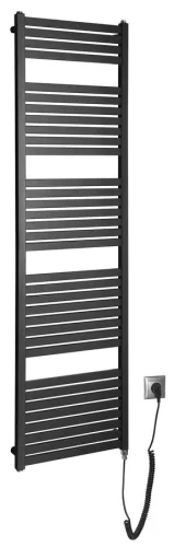 Egyenes radiátor, Aqualine TONDI-E elektromos fürdőszobai radiátor DE446T, 450x1690mm, matt feket