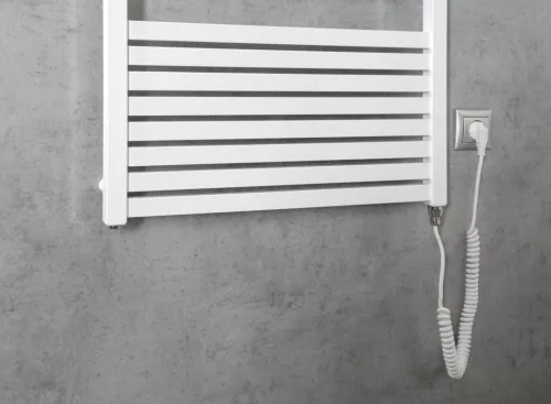 Egyenes radiátor, Aqualine TONDI-E elektromos fürdőszobai radiátor DE490T, 600x1690mm, fehér