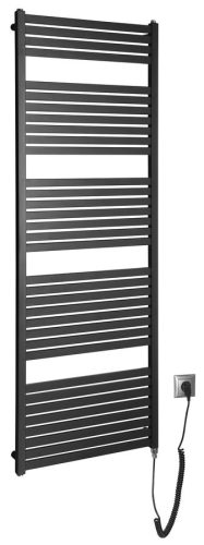 Egyenes radiátor, Aqualine TONDI-E elektromos fürdőszobai radiátor DE496T, 600x1690mm, matt feket