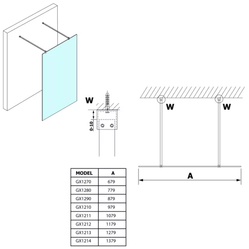 Walk-in, Sapho VARIO WHITE GX1212GX2215 WALK-IN fix zuhanyfal 1200mm, matt fehér Walk-in merevítő