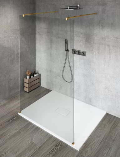 Walk-in, Sapho VARIO GOLD MATT GX1270-02 WALK-IN fix zuhanyfal 700mm, matt arany Walk-in merevítő