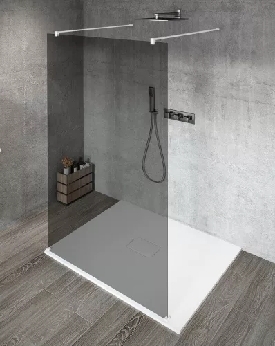 Walk-in, Sapho VARIO WHITE GX1310GX2215 WALK-IN fix zuhanyfal füst üveggel 1000mm, matt fehér Wal