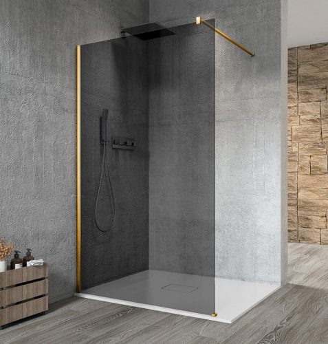 Walk-in, Sapho VARIO GOLD MATT GX1313-01 WALK-IN fix zuhanyfal füst üveggel 1300mm, matt arany Wa