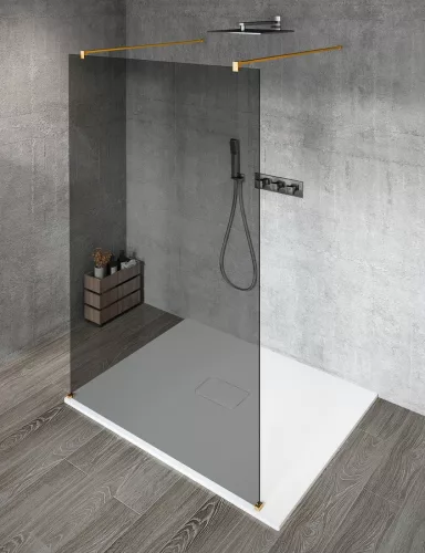 Walk-in, Sapho VARIO GOLD MATT GX1314-02 WALK-IN fix zuhanyfal füst üveggel 1400mm, matt arany Wa