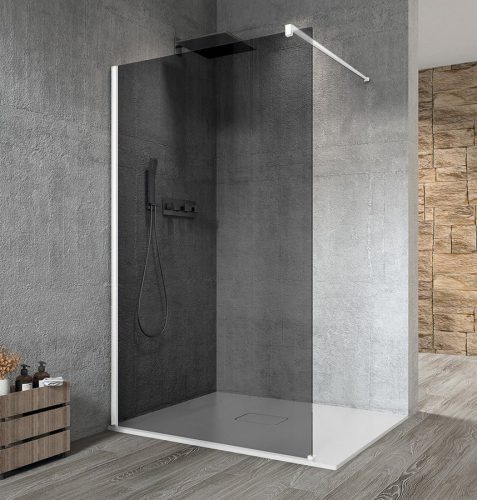 Walk-in, Sapho VARIO WHITE GX1314GX1015 WALK-IN fix zuhanyfal füst üveggel 1400mm, matt fehér Wal
