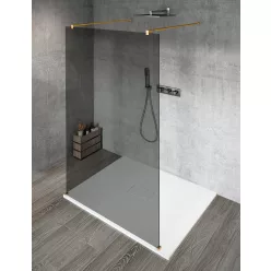   Walk-in, Sapho VARIO GOLD MATT GX1380-02 WALK-IN fix zuhanyfal füst üveggel 800mm, matt arany Wal