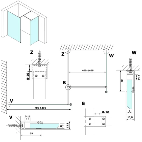Walk-in, Sapho GELCO VARIO GX1570 Walk-In zuhanyfal, 700x2000mm, Nordic üveg