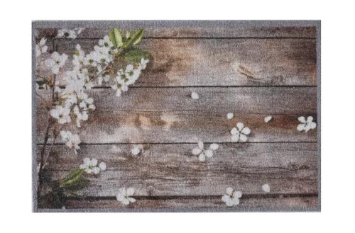 Lábtörlő, Impression flowers on wood 40x60
