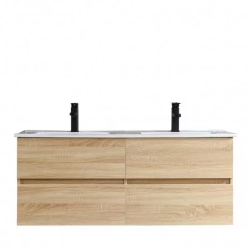 Alsó szekrény, Sanotechnik HT10120 CORBO 120 függesztett alsóbútor mosdóval, faerezetű