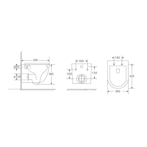WC, Wellis WF00176 Sophia tornado ultracsendes fali rimless WC