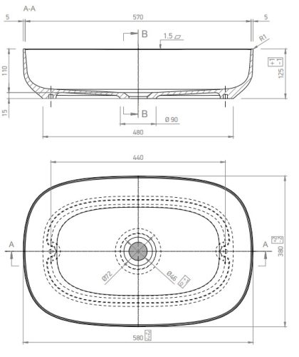 Mosdó, Marmy Candy L 58x38 mosdó 80 8009 06 10 11