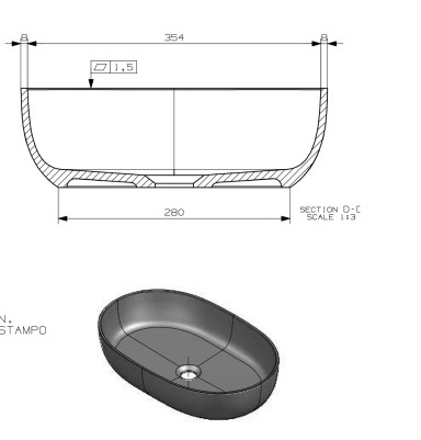 Mosdó, Marmy Zuma L 58x37 matt mosdó 80 8330 06 10 11
