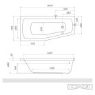 Kád, Roltechnik Mini 160x70 (L) aszimmetrikus kád