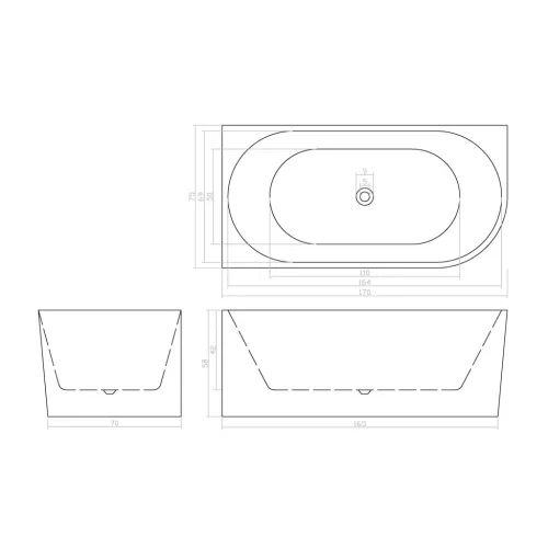 Kád, Sanotechnik G9032 Faro szabadon álló kád 170x75, balos kivitel