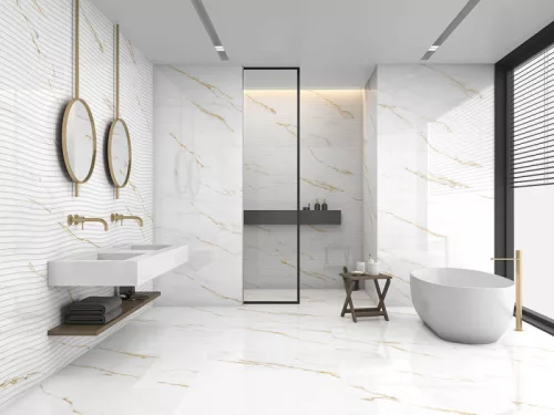 Dekorlap, Mirello Bianco d Oro Decor 29,5X90 Shiny Rect. 225537