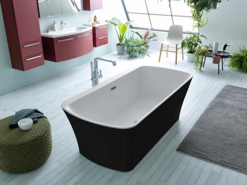 Hidromasszázs kád, Kolpa San 592210 Marilyn-FS 180×90 fekete-fehér térbenálló kád+levegő masszázs