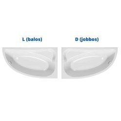   Hidromasszázs kád, Kolpa San Calando 150x85 előlapos sarokkád vízmasszázs rendszerrel, jobbos