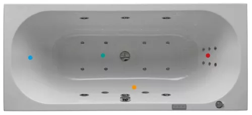 Hidromasszázs kád, Kolpa San Elektra 170x80 előlapos fürdőkád kombinált masszázsr., mikrofúvóka
