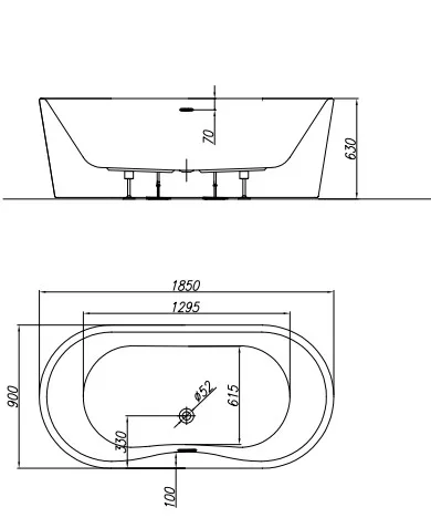 Kád, Kolpa San 593830 Comodo-FS 185×90 térbenálló kád, fehér