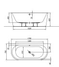 Kád, Kolpa San 570550 Dream SP 170x75 falhoz állítható fürdőkád, fehér