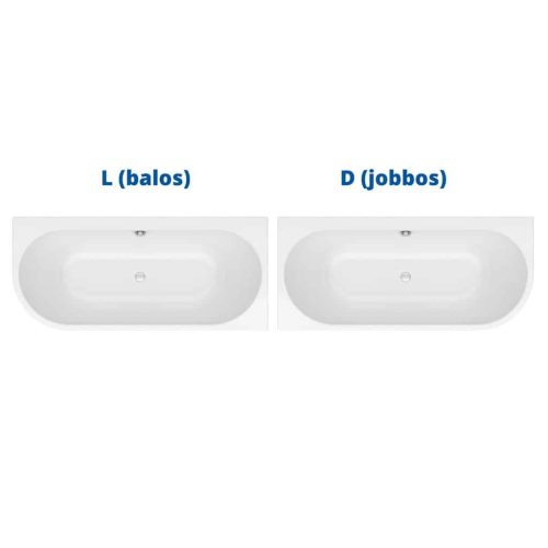 Kád, Kolpa San 574370 Dream SP 180x80 falhoz állítható fürdőkád, jobbos kivitel