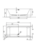 Kád, Kolpa San 513470 Elektra-SP 185x85 falhoz állítható fürdőkád, balos kivitel