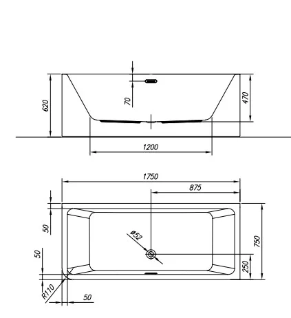 Kád, Kolpa San 513500 Elektra-SP 175x75 falhoz állítható fürdőkád, balos kivitel