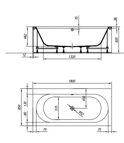 Kád, Kolpa San 922840 Atys 180×85/O előlapos fürdőkád