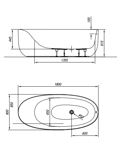 Kád, Kolpa San 922820 Soft 180×80 beépíthető fürdőkád