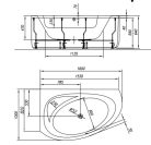 Kád, Kolpa San 574740 Libretto 160x100 beépíthető asszimmetrikus sarok kádtest, jobbos