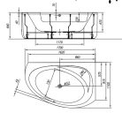 Kád, Kolpa San 565240 Libretto 170x110 beépíthető asszimmetrikus sarok kádtest, balos