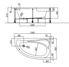 Kád, Kolpa San 592970 Calando 150x85 beépíthető asszimetrikus sarok kádtest, balos