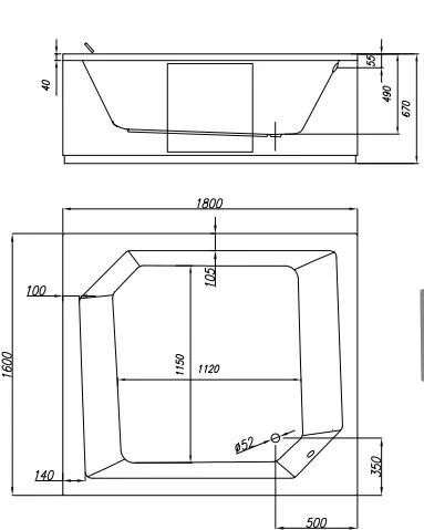 Kád, Kolpa San 740340 Samson 180×160 beépíthető fürdőkád