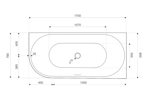 Kád, Aquatek Indianapolis fekete 170x80 jobbos