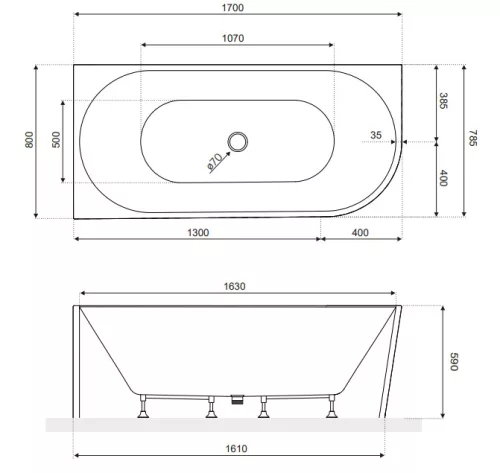 Kád, Aquatek Indianapolis 170x80 balos
