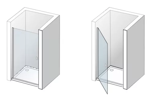 Zuhanyajtó, Aquatek GLASS B1 60x195 króm/matt üveggel