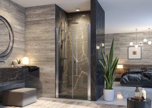 Zuhanyajtó, Aquatek GLASS B2 90x195 króm/átlátszó üveggel