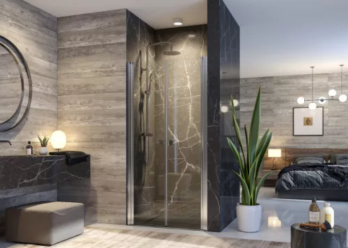 Zuhanyajtó, Aquatek GLASS B2 80x195 króm/matt üveggel