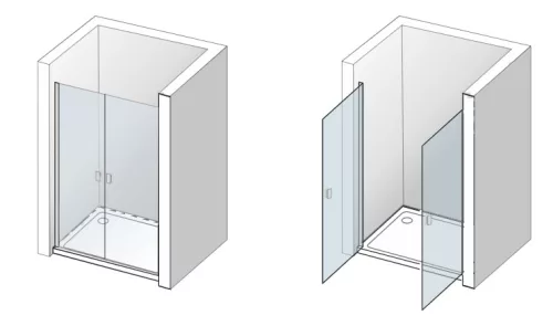 Zuhanyajtó, Aquatek GLASS B2 80x195 króm/matt üveggel