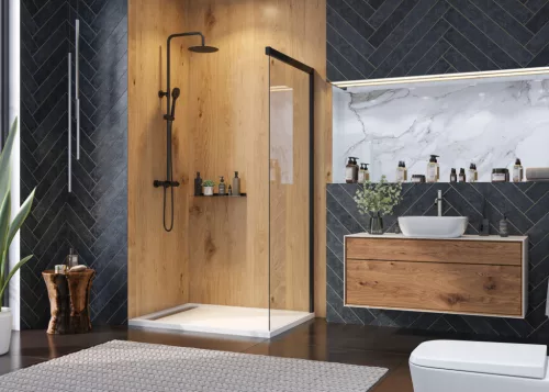 Zuhanyfal, Aquatek WELLNESS BLACK F1 90x200