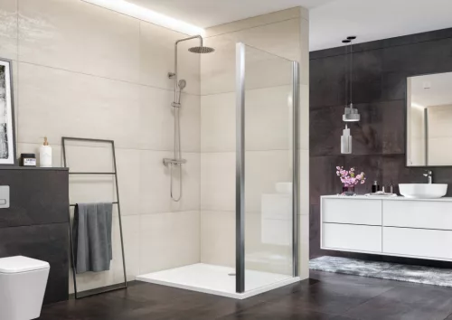 Zuhanyfal, Aquatek DYNAMIC F1 95x195 szatén-króm/átlátszó üveg